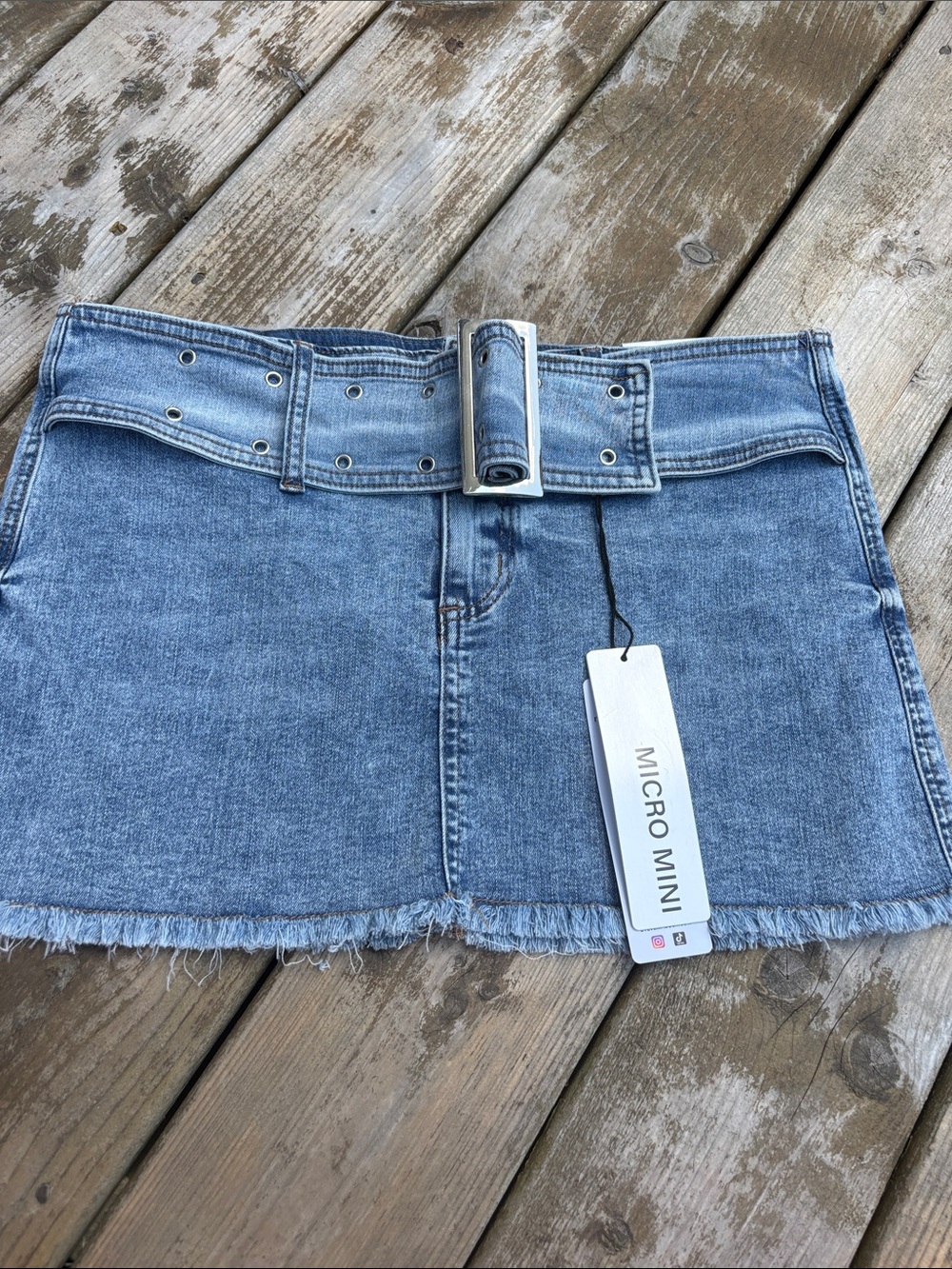 NWT Madden Girl Denim Micro Mini Skirt with decorative Belt size M vs